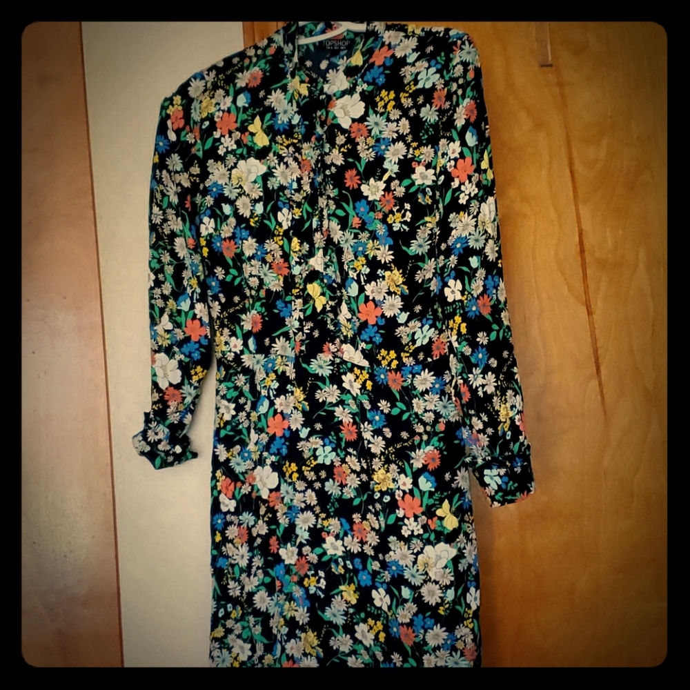 Topshop Floral Wildflower Button Up Dress